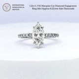 1.49cts L VS1 Marquise Center Paved Diamond Engagement Ring 14kt | IGI Certified