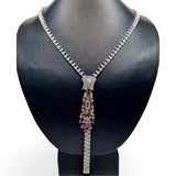 NEW Deco Zipper Ruby Gemstone Diamond Necklace 18kt