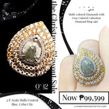 Multi-colored Diamonds with Gray Colored Cabochon Diamond Ring 14kt