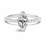 1.49cts L VS1 Marquise Center Paved Diamond Engagement Ring 14kt | IGI Certified