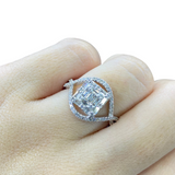 Spiral Caved Emerald Diamond Ring 14kt