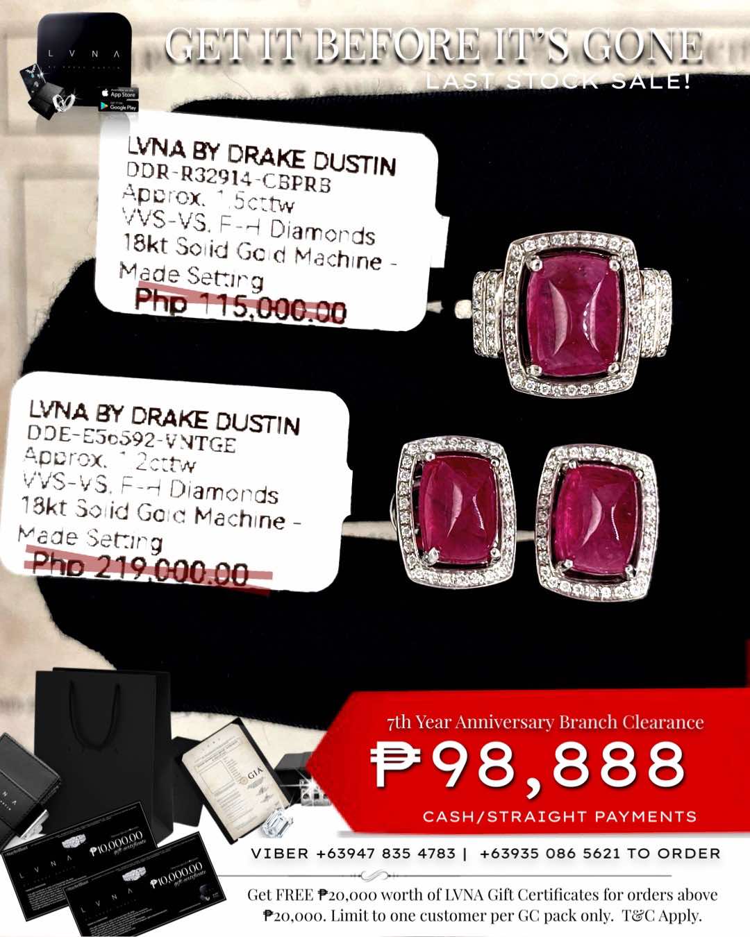 #LVNA2024 | Art Deco Cabochon Pink  & Ruby Gemstone Diamond Jewelry Set 18kt