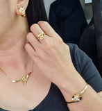 NEW Golden Twisted Diamond Jewelry Set 14kt