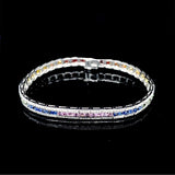 Rainbow Sapphire Gemstones Diamond Bracelet 14kt